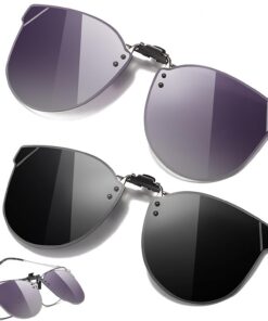 Polaire 2 Pièces Clip Lunettes UV400 Noir Violet pour Hommes et Femmes en Extérieur