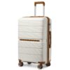 Valise British Traveller Moyenne Taille Crème 69 Liters Rigide Trolley