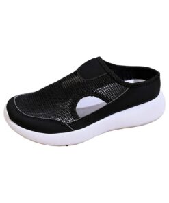 Baskets à enfiler décontractées et confortables pour femme en été - Chaussures respirantes - Demi-remorquage