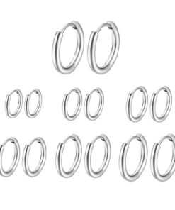 Rainway Boucles d'oreilles rondes plaquées argent - 7 tailles - Hypoallergéniques et polyvalentes - Unisexe