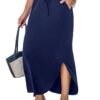CUPSHE Jupes midi femme élastiques cordon serrage longues fluides tenues vacances poches