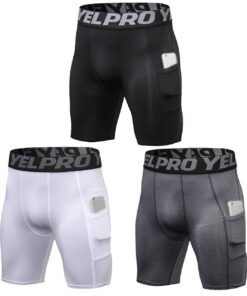 DaobaMEN Shorts de Compression pour Hommes Cool Dry avec Poches Latérales pour la Course et Gym - Lot de 3