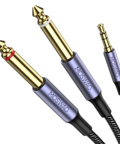 Câble Audio MOSWAG |5mm vers Double 6.35mm, Plaqué Or, Pour Amplificateur Cinéma Maison