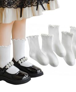 Delgent Chaussettes en coton pour enfants filles elastiques