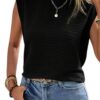 CUPSHE Haut d'été pour femme - Col rond texturé - Décontracté et tendance