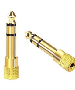 Adaptateur audiojack 6,35mm mâle vers 3,5mm femelle stéréo plaqué or - Haute qualité - Lot de 2