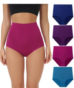 Titre SEO optimisé : "Culottes femmes coton Taille Très Haute Elasticité Slips Lot de 4 Trendy Comfort Femme"