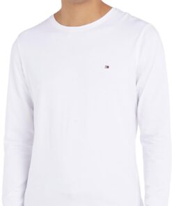 Tee-Shirt Tommy Hilfiger Homme Slim Fit Longue Manche Étirable en Matière Organique pour Tenue Casual