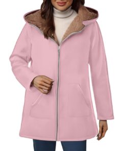 Veste polaire femme généreuse - Capuche doublée - Hiver chaud - Manches longues - Fermeture éclair