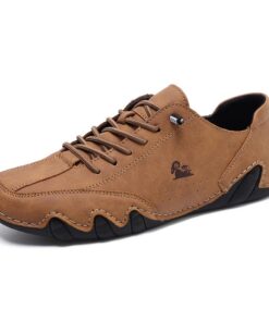 Mocassins Asifn pour Hommes en Cuir Respirants et Chaussures de Bateau Légers avec Semelles en Caoutchouc Plates et Déco
