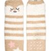 Chaussettes Moses stoppeuses douillettes aspect lapin, antidérapantes ABS, unisexes, 2 paires, beige, taille 26-36