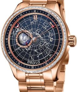 OBLVLO Montre mécanique automatique pour homme GC-SW-D Motif étoile et diamants Lumineux Étanche