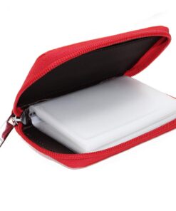 KEESIN Femmes Porte-Cartes en Cuir Zipper Rouge 26 Fentes