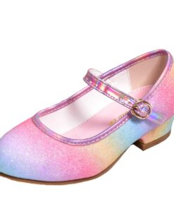 Chaussures New Front Fille Talon Haut Bout Fermé Boucle pour Soirée Noël Carnaval Halloween Mariage Mascarade Antidérapa