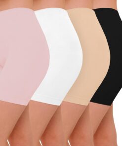 AURUZA Lot de 4 Short Leggings Sport Femme Anti-frottement pour Jupe ou Robe Sécurité Pantalons de Cyclisme Femmes Leggi