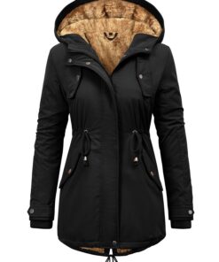 Manteau Hiver Chaud Vancavoo Femme global Recycled Standard Polaire Blouson Zippé Manches Longues Capuchon