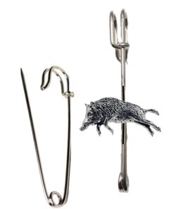 Broche Hand Creations A55 en forme de sanglier pour homme en éventail de kilt 7,6 cm-long