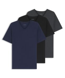 BOSS Hommes T-ShirtVN 3P Classic Lot de Trois T-Shirts en Coton à Col V pour Hommes Affaires et Week-end Polyester Libre