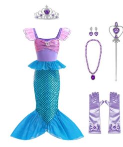 Robe Petite Sirene Princesse Ariel Lito Angels pour Enfant Fille | Violet Bleu | Taille 2-9 ans