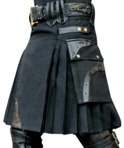 Jupe Écossaise Homme Nouvelle Collection Kilt Utilitaire Classique Rétro Plissée XXL Noir Livraison Gratuite