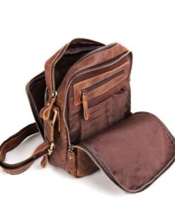 BAIGIO Sac à Bandoulière en Cuir Véritable pour Homme - Petit Sacoche Bandoulière, Sac Croisé Vintage - Idéal pour Trava