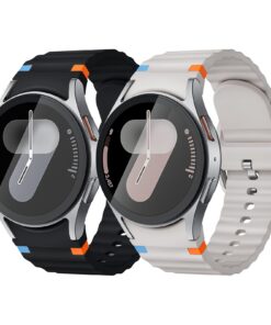 Bracelets en silicone souple pour Samsung Galaxy Watch 4 5 6 7, 2 paires 20 mm, Classic Pro Sport (44/46mm)