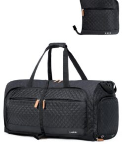 Lekesky Sac de Voyage Pliable pour Femme - Noir, Sac de Sport étanche, Sac d'hôpital, (80L)