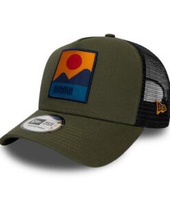 ,Noeud de sécurité + Chapeau New Era + Taille unique - Cap Hawaï ajustable été USA Oliv