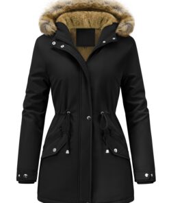 Manteau Femme Hiver Imperméable Parka FemiChic Chauffant Capuche Amovible Zippé Veste Polaire Épais Résistant Coat Vêtem