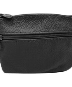 Charmoni Portefeuille Femme Noir en Cuir Vrai avec Fermeture Éclaire Multi-Poches pour Femme