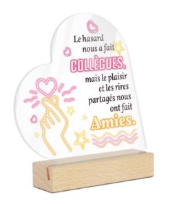 Collègue Amie Acrylique Forme Cœur Putuo Decor Cadeau Le Hasard Nous A Fait Collègues, Les Rires Nous Ont Fait Amies