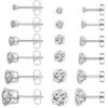 JEYORZY Lot de 12 paires de boucles d'oreilles hypoallergéniques acier inoxydable pour hommes et femmes, diamant zircone