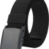 LionVII élégante ceinture élastique pour homme, boucle en plastique, sans métal, confortable et extensible pour le trava