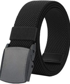 LionVII élégante ceinture élastique pour homme, boucle en plastique, sans métal, confortable et extensible pour le trava