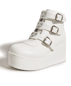 LUCKY STEP Boutons pour femmes - Plateforme épaisse - Bout rond - Fermeture éclair - Talon haut - Séche-mains chauffant