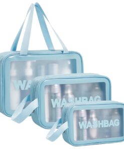 Trousse de toilette Aucuu transparente 3PC impermeable pour voyage avec poignée fermoir éclair