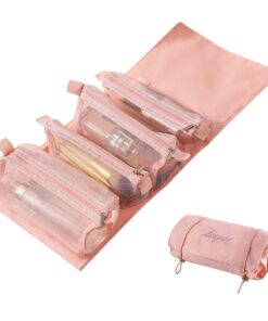 Trousse de Toilette KASESSS Femme Verticale 4 Compartiments Zippés Colaggable Vanité Voyage