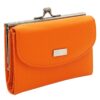 Portefeuille Femme Charmoni - Fermoir Clic Clac - Porte Carte Crédit en Cuir De Vachette Véritable (Orange)