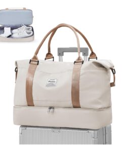 WEPLAN Sac de Voyage Femme Imperméable Week-End Maternité, Beige et Marron WEPLAN Sac de Voyage Femme Maternité Compar