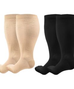 Chaussettes de compression grande taille pour femmes et hommes - 2 Paires bas médicaux de soutien, grand mollet, stimula