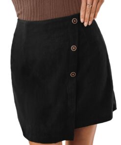 CUPSHE Mini Jupe Portefeuille Taille Haute Boutonnée Sur Le Devant Pour Femme - Jupes Décontractées D'Automne Avec Ferme