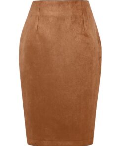 Jupes à carreaux IDEALSANXUN pour femmes automne hiver longueur genou fonctionnelle laine jupe avec fente en longueur