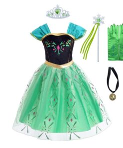 Costume Reine des Neiges Lito Angels Vert Pour Enfant Fille d'Âge 2 à 11 Ans avec Robe de Couronnement Fonctionnalités E