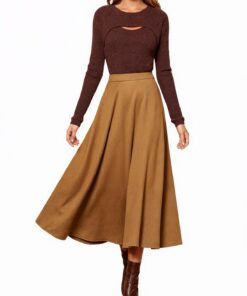 CUPSHE Jupe midi élégante en daim pour femme - Taille haute - Jupe longue décontractée