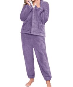 RITOSTA Pyjama Femme Hiver Polaire Ensembles de Pyjama Chaud Pyjama Set Doux Revers Pyjamas Manche Longue Vêtements de N