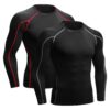 Niksa Tee Shirt Compression Homme Running Baselayer Manches Longues bergen, confort et respirabilité | 2 Pièces | Idéal