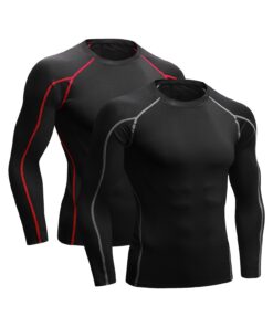 Niksa Tee Shirt Compression Homme Running Baselayer Manches Longues bergen, confort et respirabilité | 2 Pièces | Idéal