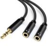 Lalasis Splitter Audio |5mm Mâle-Femelle, Double Prise pour Écouteurs Stéréo, Compatible Smartphone, Ordinateur, Samsung