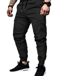 TARAINYA Pantalon Cargo Homme en Coton avec 6 Poches et Taille Élastique pour Hommes en Occasions Diversesavec Fonctionn