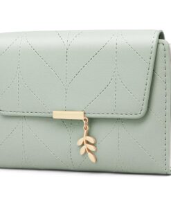 GOUNNU Portefeuille Femme Cuir Haut Débit Porte-Monnaie RFID Protection Haute Capacité pour Femmes Élégant Éclair Vert,
